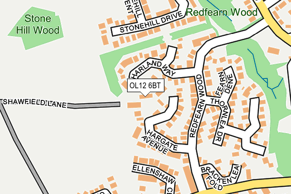 OL12 6BT map - OS OpenMap – Local (Ordnance Survey)