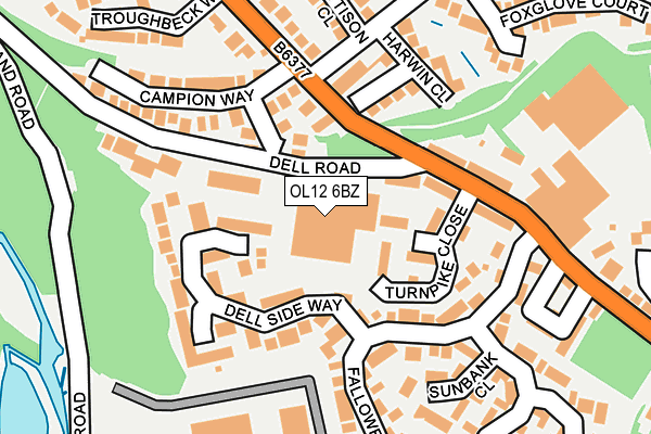 OL12 6BZ map - OS OpenMap – Local (Ordnance Survey)