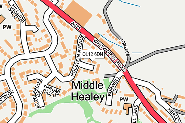 OL12 6DN map - OS OpenMap – Local (Ordnance Survey)