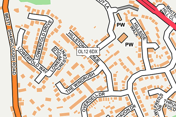 OL12 6DX map - OS OpenMap – Local (Ordnance Survey)