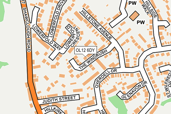 OL12 6DY map - OS OpenMap – Local (Ordnance Survey)