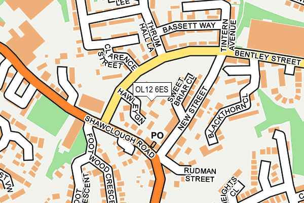 OL12 6ES map - OS OpenMap – Local (Ordnance Survey)
