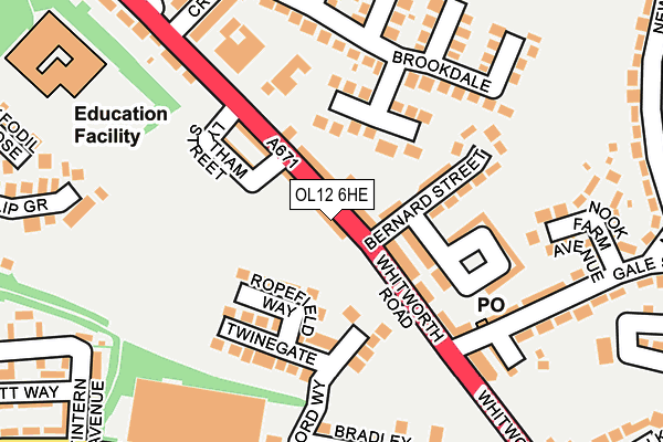 OL12 6HE map - OS OpenMap – Local (Ordnance Survey)