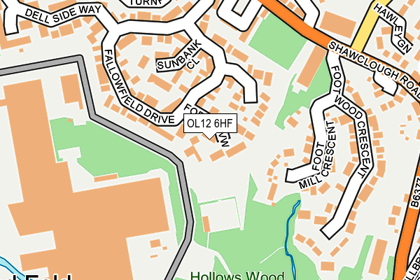 OL12 6HF map - OS OpenMap – Local (Ordnance Survey)