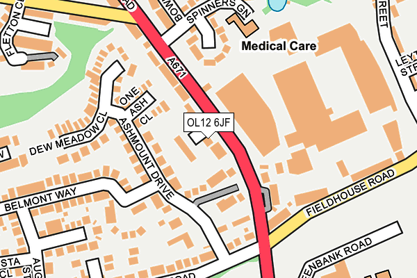 OL12 6JF map - OS OpenMap – Local (Ordnance Survey)