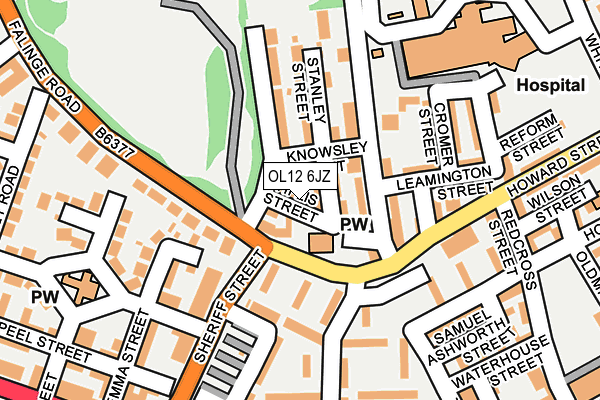 OL12 6JZ map - OS OpenMap – Local (Ordnance Survey)