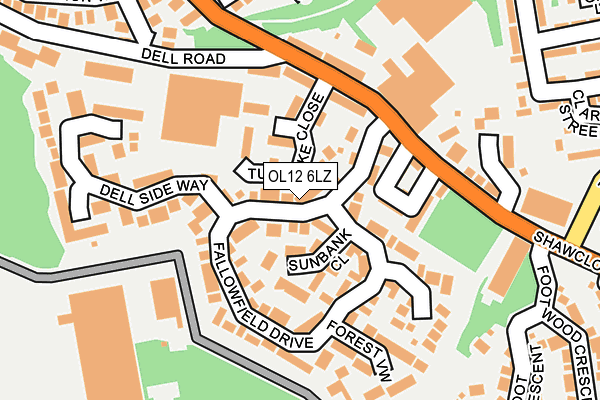 OL12 6LZ map - OS OpenMap – Local (Ordnance Survey)