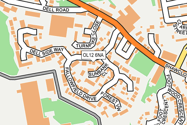 OL12 6NA map - OS OpenMap – Local (Ordnance Survey)