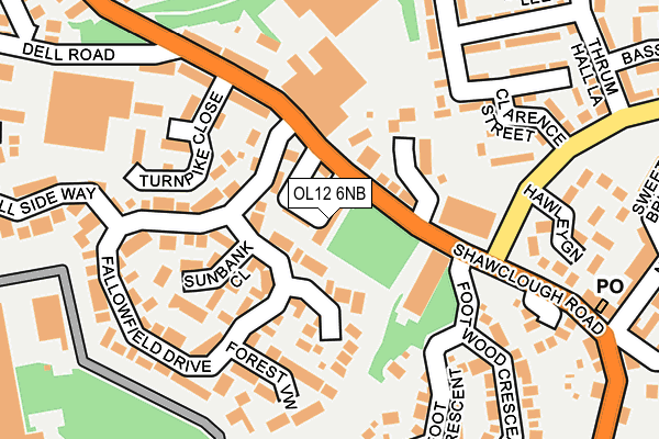 OL12 6NB map - OS OpenMap – Local (Ordnance Survey)