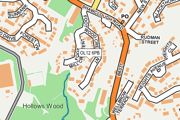 OL12 6PB map - OS OpenMap – Local (Ordnance Survey)