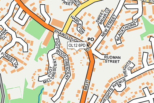 OL12 6PD map - OS OpenMap – Local (Ordnance Survey)