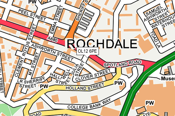 OL12 6PE map - OS OpenMap – Local (Ordnance Survey)