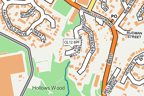 OL12 6PF map - OS OpenMap – Local (Ordnance Survey)