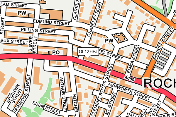 OL12 6PJ map - OS OpenMap – Local (Ordnance Survey)