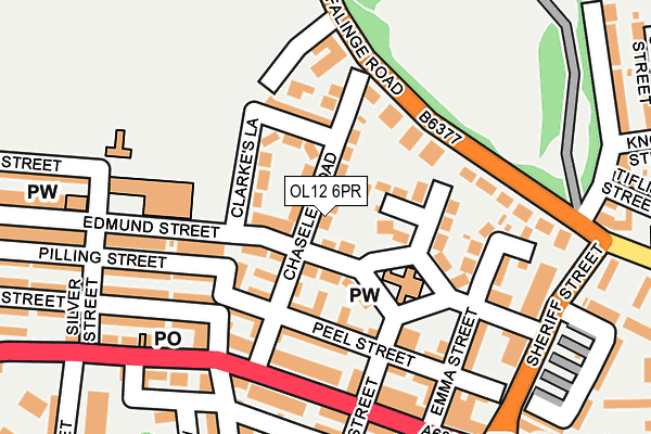 OL12 6PR map - OS OpenMap – Local (Ordnance Survey)