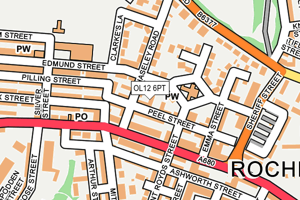OL12 6PT map - OS OpenMap – Local (Ordnance Survey)