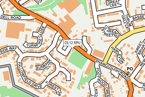 OL12 6PU map - OS OpenMap – Local (Ordnance Survey)