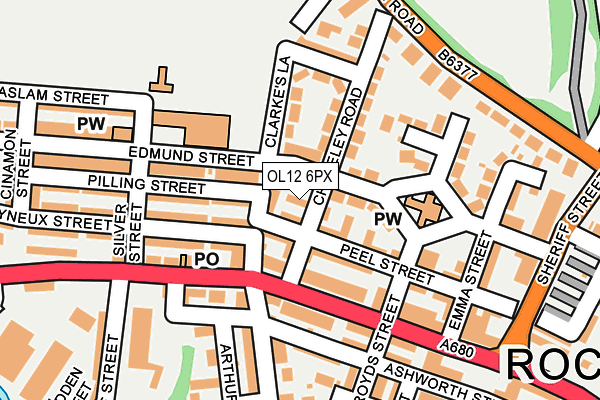 OL12 6PX map - OS OpenMap – Local (Ordnance Survey)