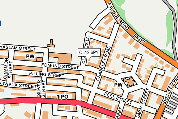 OL12 6PY map - OS OpenMap – Local (Ordnance Survey)