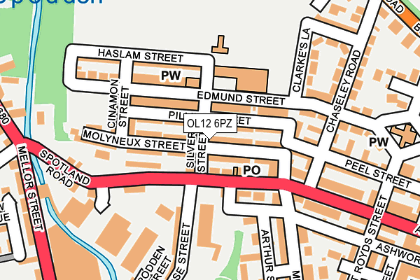 OL12 6PZ map - OS OpenMap – Local (Ordnance Survey)