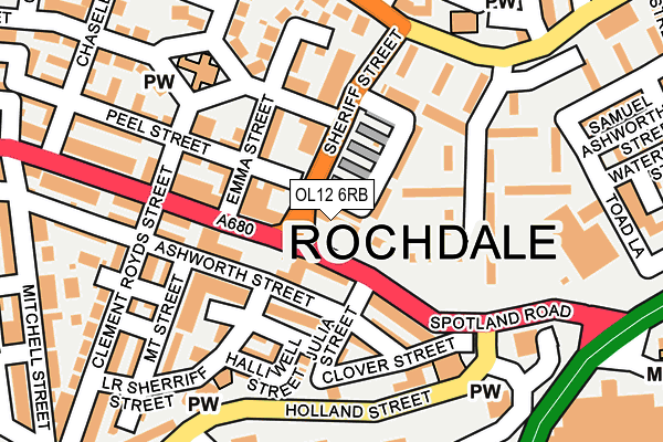 OL12 6RB map - OS OpenMap – Local (Ordnance Survey)