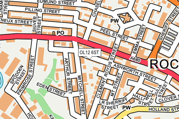 OL12 6ST map - OS OpenMap – Local (Ordnance Survey)