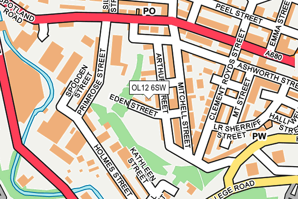 OL12 6SW map - OS OpenMap – Local (Ordnance Survey)