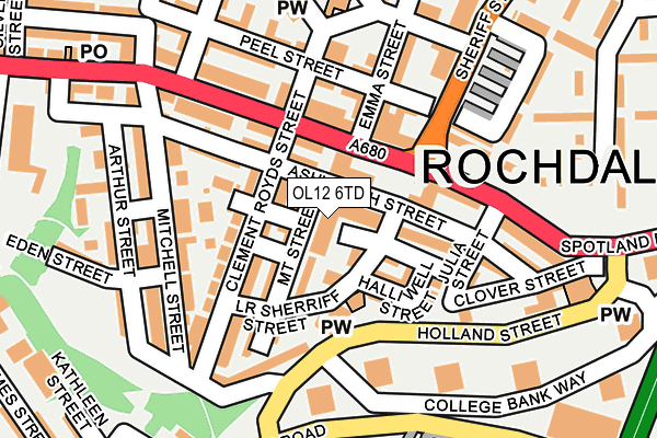 OL12 6TD map - OS OpenMap – Local (Ordnance Survey)