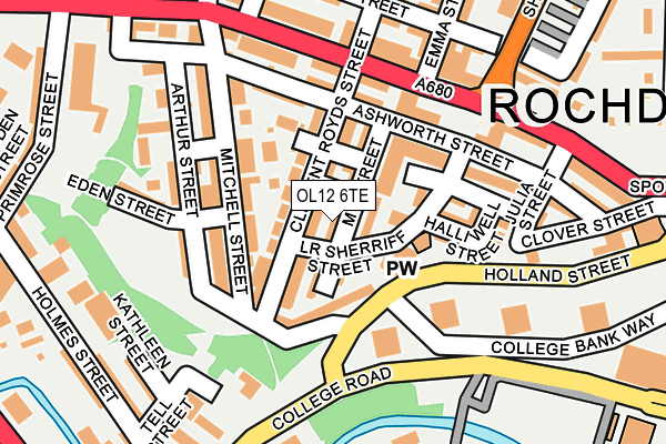 OL12 6TE map - OS OpenMap – Local (Ordnance Survey)