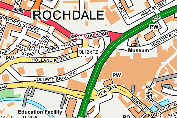 OL12 6TZ map - OS OpenMap – Local (Ordnance Survey)