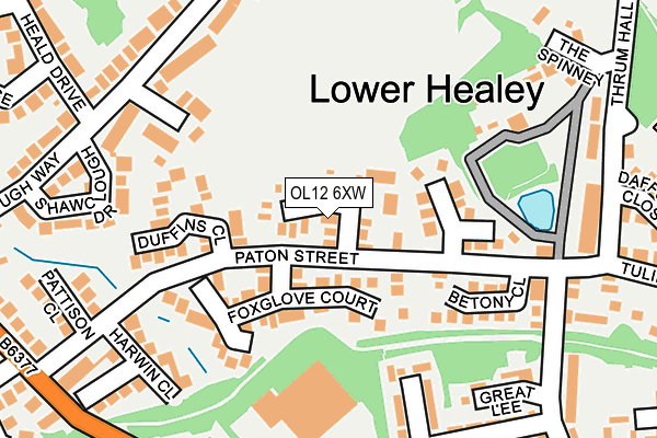 OL12 6XW map - OS OpenMap – Local (Ordnance Survey)