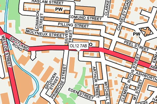 OL12 7AB map - OS OpenMap – Local (Ordnance Survey)