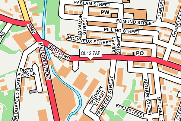 OL12 7AF map - OS OpenMap – Local (Ordnance Survey)