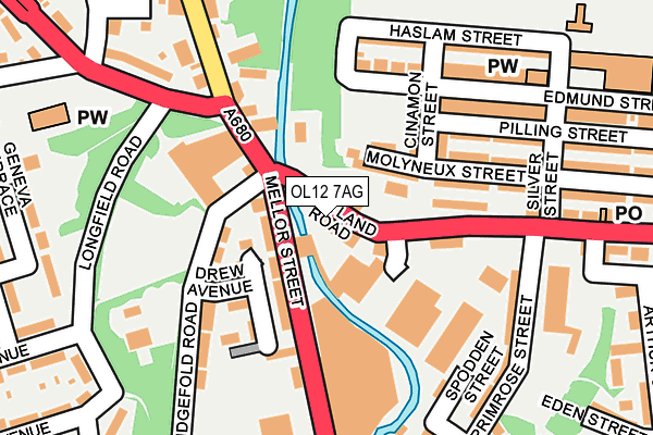 OL12 7AG map - OS OpenMap – Local (Ordnance Survey)