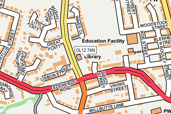 OL12 7AN map - OS OpenMap – Local (Ordnance Survey)