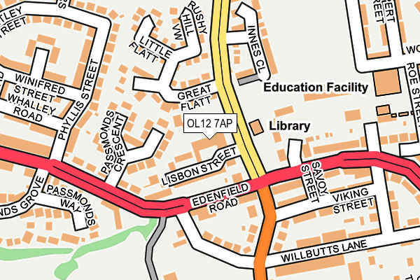 OL12 7AP map - OS OpenMap – Local (Ordnance Survey)