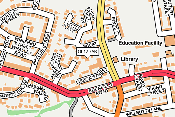 OL12 7AR map - OS OpenMap – Local (Ordnance Survey)