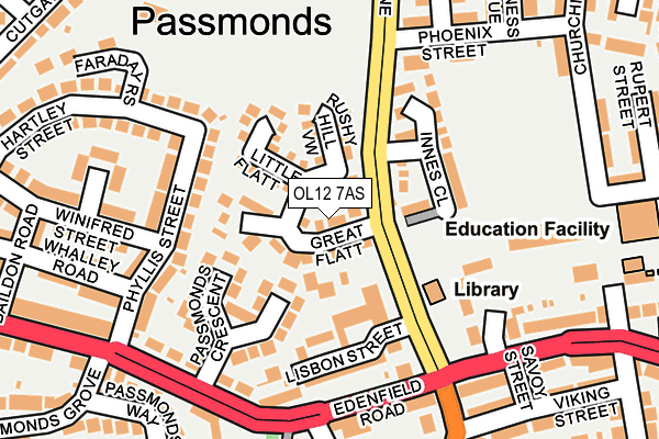 OL12 7AS map - OS OpenMap – Local (Ordnance Survey)