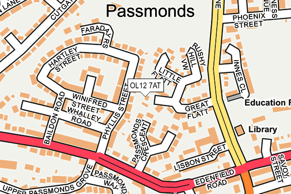 OL12 7AT map - OS OpenMap – Local (Ordnance Survey)