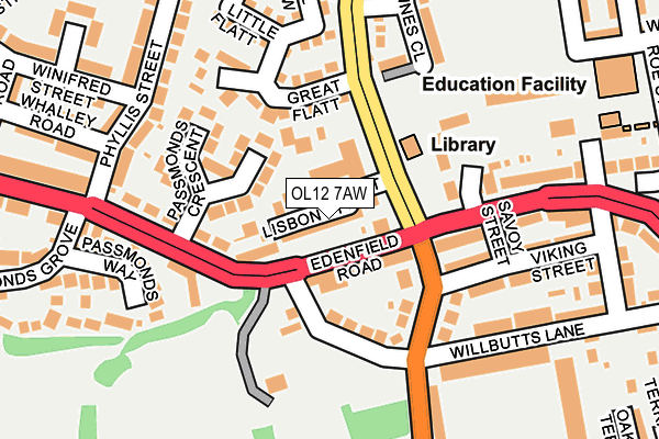 OL12 7AW map - OS OpenMap – Local (Ordnance Survey)