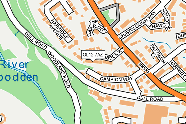 OL12 7AZ map - OS OpenMap – Local (Ordnance Survey)