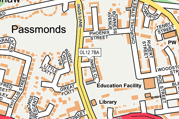 OL12 7BA map - OS OpenMap – Local (Ordnance Survey)