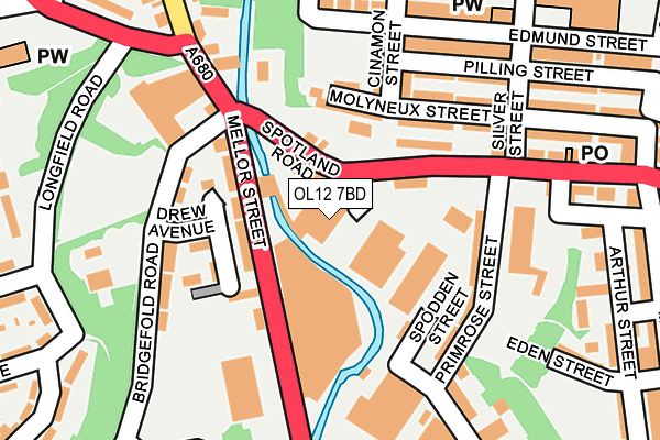 OL12 7BD map - OS OpenMap – Local (Ordnance Survey)