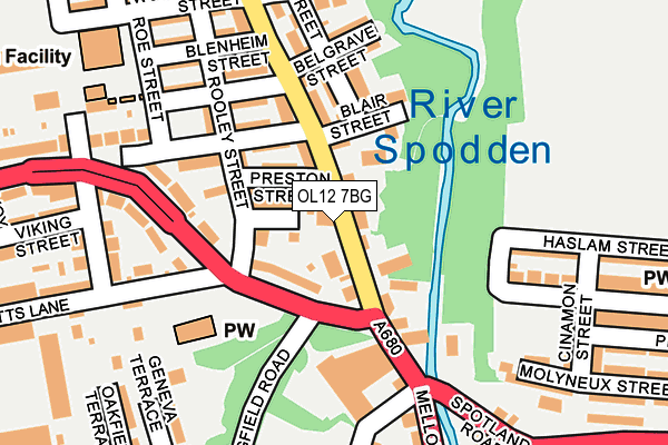 OL12 7BG map - OS OpenMap – Local (Ordnance Survey)