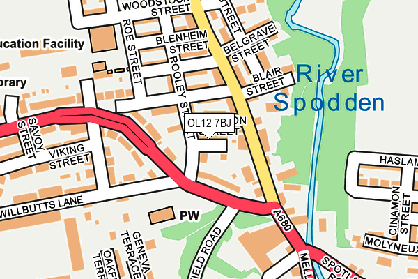 OL12 7BJ map - OS OpenMap – Local (Ordnance Survey)