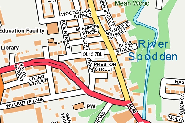 OL12 7BL map - OS OpenMap – Local (Ordnance Survey)