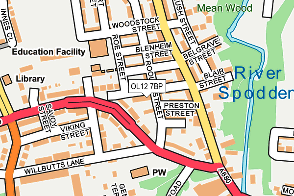 OL12 7BP map - OS OpenMap – Local (Ordnance Survey)