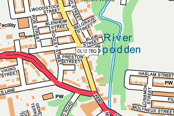 OL12 7BQ map - OS OpenMap – Local (Ordnance Survey)