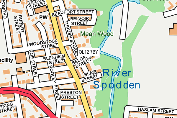 OL12 7BY map - OS OpenMap – Local (Ordnance Survey)