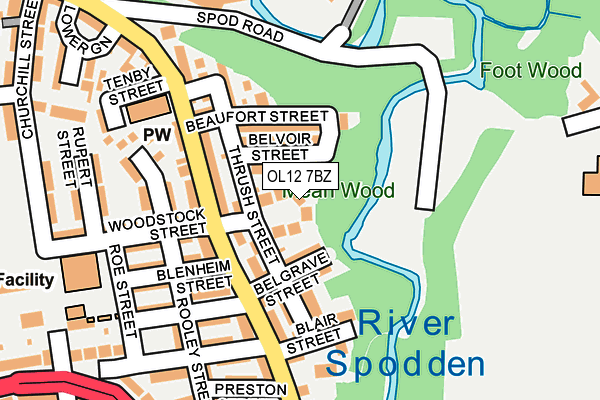 OL12 7BZ map - OS OpenMap – Local (Ordnance Survey)